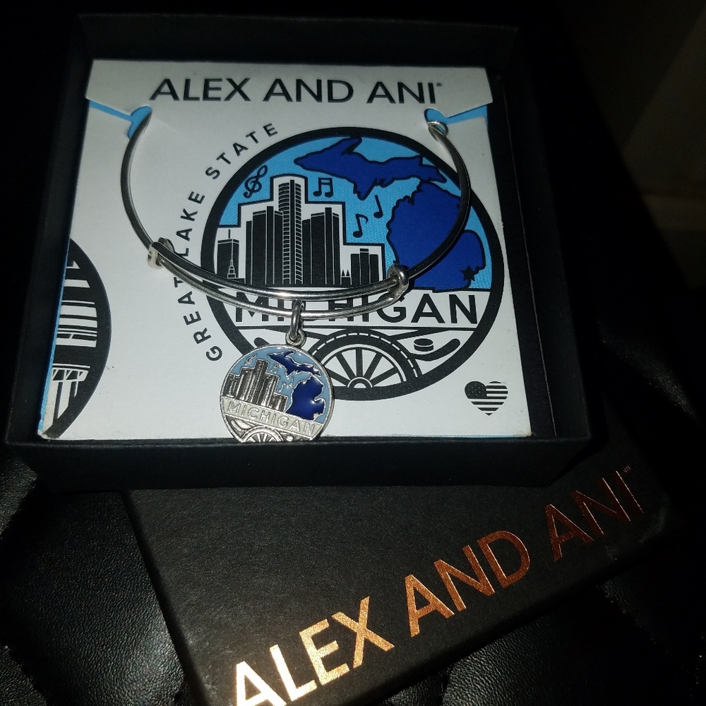 Alex and Ani Michigan bangle silver